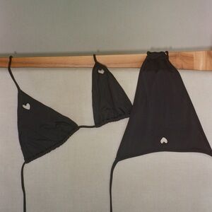 Black Heart Cutout Triangle Bikini Top